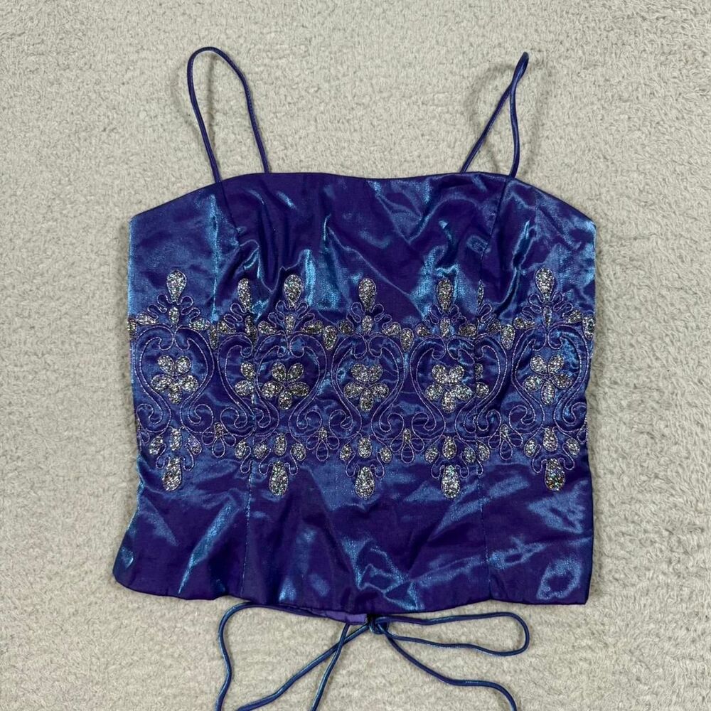 Vintage y2k purple beaded corset cami top